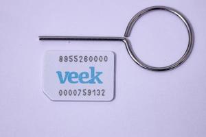 Cassilandia, Mato Grosso do Sul, Brazil, 2021 -SIM card from the Veek operator photo