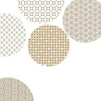 Golden circles with geometric patterns on white with clipping mask vector