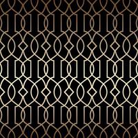 Golden art deco linear seamless pattern, black and gold colors vector