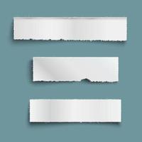 White ripped paper pieces with shadow, empty paper torn banners set vector
