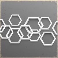 3d geometric hexagons on grunge background vector