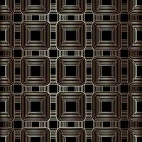 Geometric golden and black seamless linear pattern background, art deco style vector