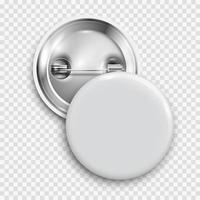 White blank badge, round button, pin button isolated vector