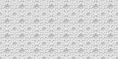 White islamic background, arabic pattern, 3d paper style vector