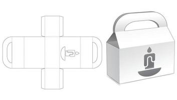 Caja de mango con plantilla troquelada de ventana en forma de vela vector