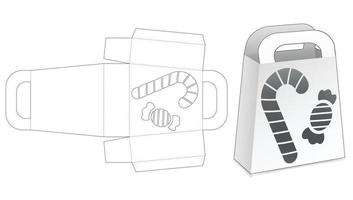 caja de mango con plantilla troquelada de ventana de caramelo y caramelo vector