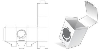 caja plegable con plantilla troquelada de ventana de moneda oculta vector