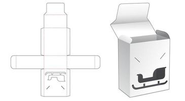 caja abatible con plantilla troquelada de ventana de trineo vector