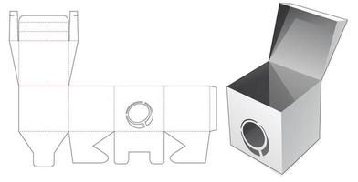 caja plegable con plantilla troquelada de ventana de monedas vector