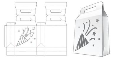 Cardboard shopping bag stenciled confetti die cut template vector