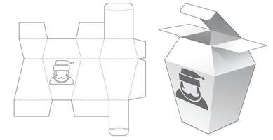 caja trapezoidal de cartón con plantilla troquelada de santa claus estampada vector