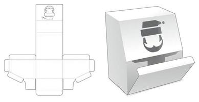 Caja de cartón biselada con plantilla troquelada de santa claus estampada vector