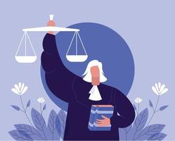 Law concept judge holding up hand miter illustration vector