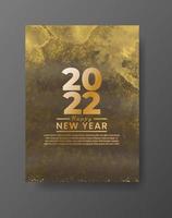 Happy new year 2022 poster or card template with watercolor wash splash vector