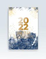 Happy new year 2022 poster or card template with watercolor wash splash vector