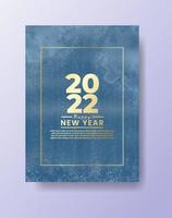 Happy new year 2022 poster or card template with watercolor wash splash vector