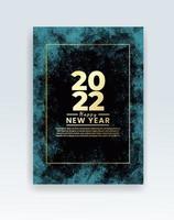 Happy new year 2022 poster or card template with watercolor wash splash vector