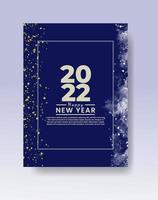 Happy new year 2022 poster or card template with watercolor wash splash vector