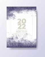 Happy new year 2022 poster or card template with watercolor wash splash vector