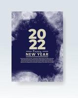 Happy new year 2022 poster or card template with watercolor wash splash vector