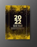 Happy new year 2022 poster or card template with watercolor wash splash vector