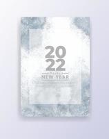 Happy new year 2022 poster or card template with watercolor wash splash vector