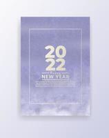 Happy new year 2022 poster or card template with watercolor wash splash vector