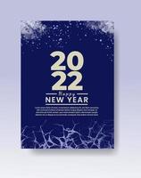 Happy new year 2022 poster or card template with watercolor wash splash vector