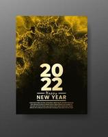 Happy new year 2022 poster or card template with watercolor wash splash vector