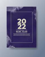 Happy new year 2022 poster or card template with watercolor wash splash vector