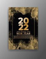 Happy new year 2022 poster or card template with watercolor wash splash vector