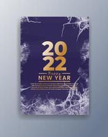 Happy new year 2022 poster or card template with watercolor wash splash vector