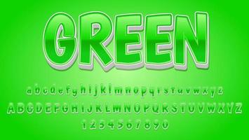 efecto de fuente de estilo gráfico, plantilla de diseño de efecto de texto editable verde degradado 3d mínimo moderno vector