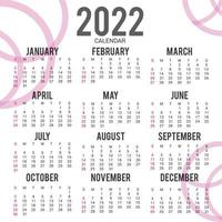 diseño de plantilla de calendario de año nuevo 2022