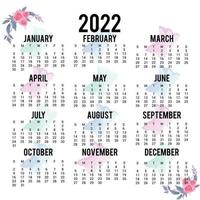 New Year Yearly Calendar 2022 Template vector