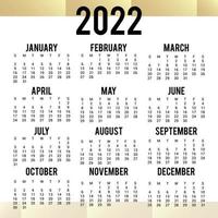 New Year Yearly Calendar 2022 Template vector