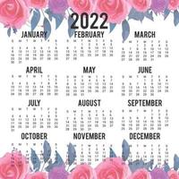 New Year Yearly Calendar 2022 Template vector