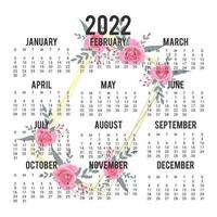 New Year Yearly Calendar 2022 Template vector