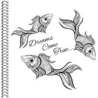 Beautiful fish from patterns. A sketch for a tattoo, or a print on clothes and accessories. vector