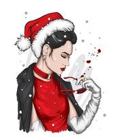 Pretty girl in Christmas clothes. Fashion and style, clothing and accessories. vector