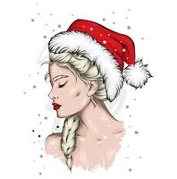Pretty girl in Christmas clothes. Fashion and style, clothing and accessories. vector