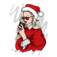 Pretty girl in Christmas clothes. Fashion and style, clothing and accessories. vector