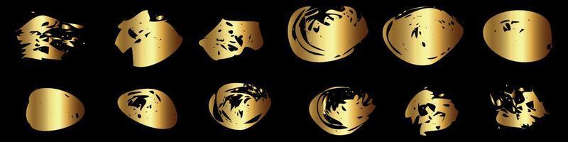 Gold circle glitter texture paint brush on vector black background