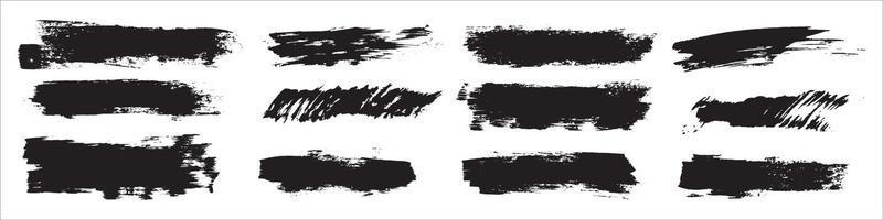 Big Collection of black paint ink brush strokes vector
