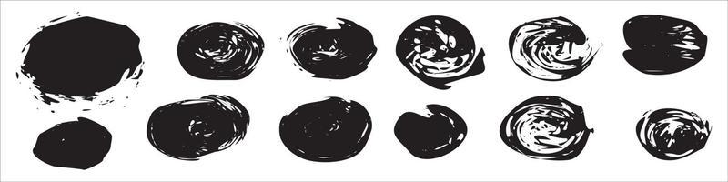 set of grunge circle brush strokes.