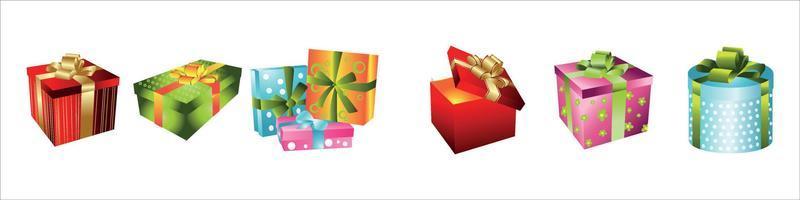 Set of colorful gift boxes with bows and ribbons vector
