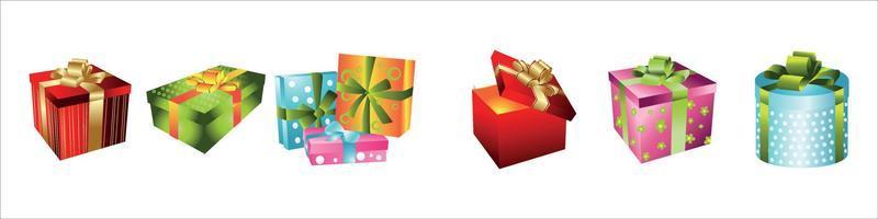 Set of colorful gift boxes with bows and ribbons vector