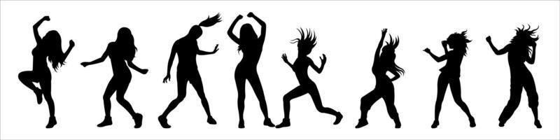 siluetas de mujeres bailando. vector