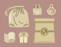 eco bags and products vector