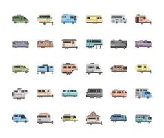 campers car and trailer set vector